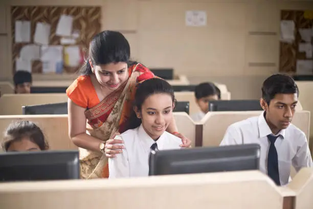 Students taking psychometric test on computers